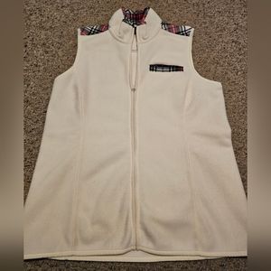 Brooks Brothers Fleece Vest W/Red PLAID Accents Women's SMALL